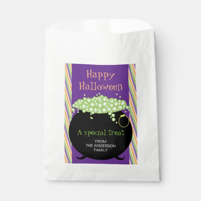 Happy Halloween, Witch's Pot, Personalised Favour Bags (Front)