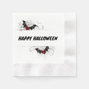 Happy Halloween with Bats Hearts Napkin