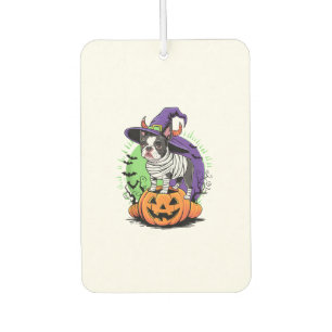 Happy Halloween with Boston Terrier Mummy & Witch Car Air Freshener