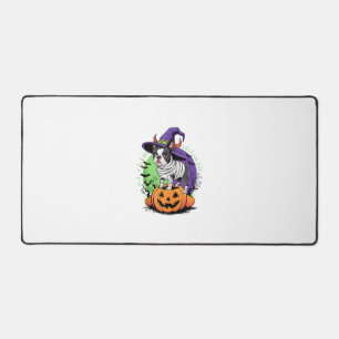Happy Halloween with Boston Terrier Mummy & Witch Desk Mat
