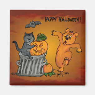 Happy Halloween with Cat Bat Dog and Spider Magnet