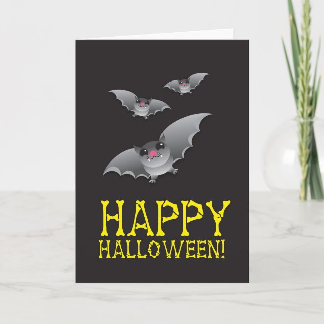 Happy Halloween with cute batty Card (Front)