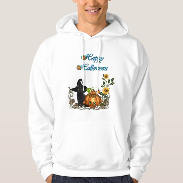 Happy Halloween with funny cat Hoodie (Front)