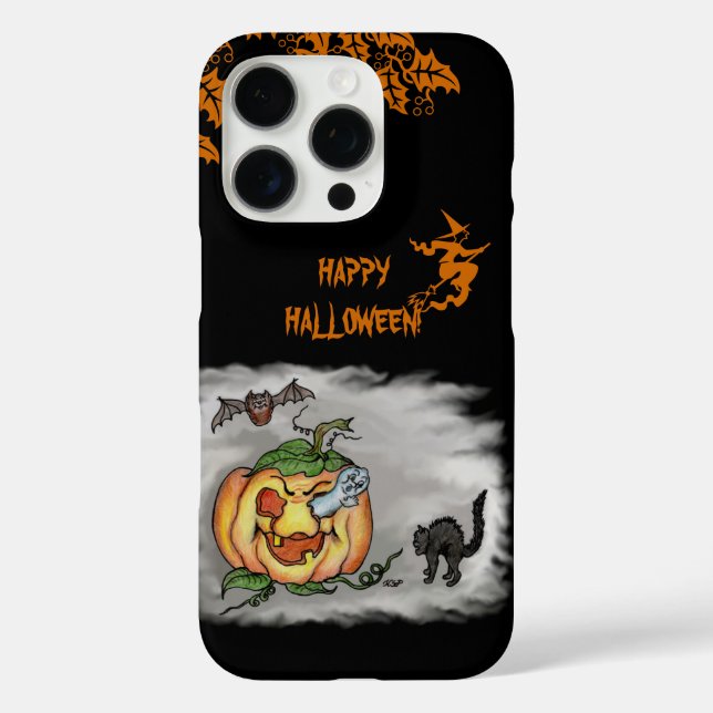 Happy Halloween with Ghost Cat Bat Pumpkin Case-Mate iPhone Case (Back)