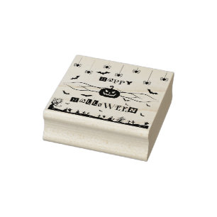 Happy Halloween with graveyard Rubber Stamp