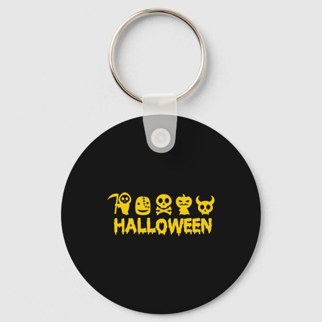 Happy Halloween with Halloween Symbols Key Ring (Front)