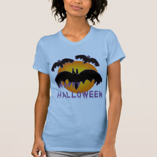 Happy Halloween with Moon and Bats T-Shirt