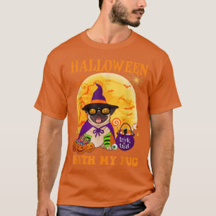 Happy Halloween With My Pug Pumpkin Spider Spooky T-Shirt