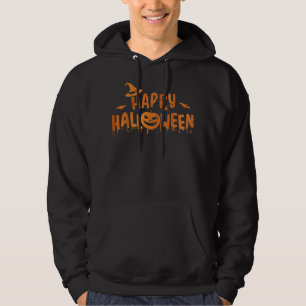 Happy halloween with scary pumpkin face and witch hoodie