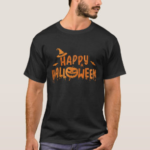 Happy halloween with scary pumpkin face and witch T-Shirt