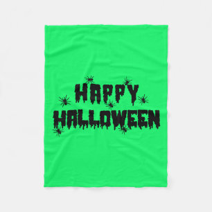 Happy Halloween with Spiders Fleece Blanket