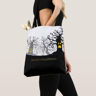 Happy Halloween with Spooky Trees Tote Bag