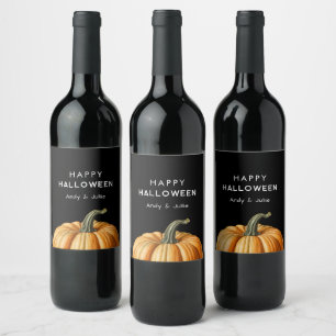 Happy Halloween with vintage pumpkin Wine Label