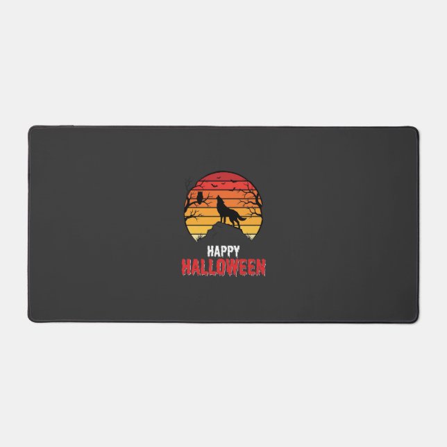 Happy Halloween Wolf Sunset Vector Desk Mat (Front)