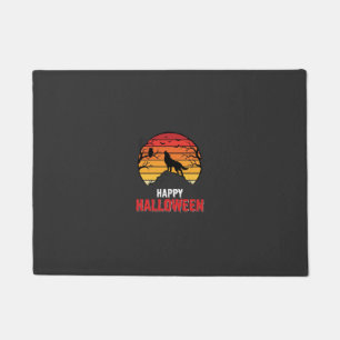 Happy Halloween Wolf Sunset Vector Doormat