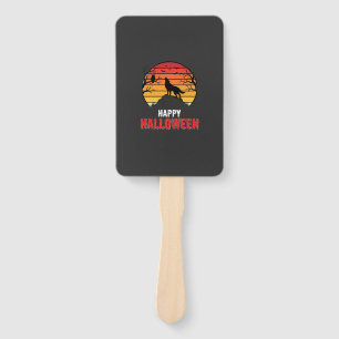 Happy Halloween Wolf Sunset Vector Hand Fan
