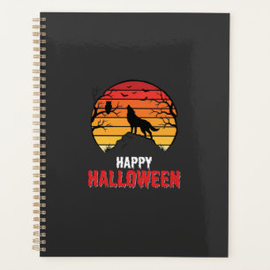 Happy Halloween Wolf Sunset Vector Planner