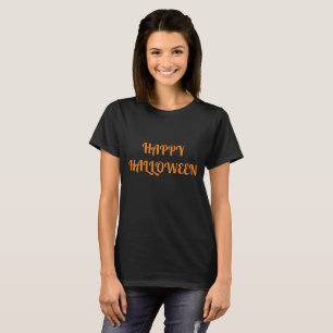 Happy Halloween Women's Orange  Black T-Shirt