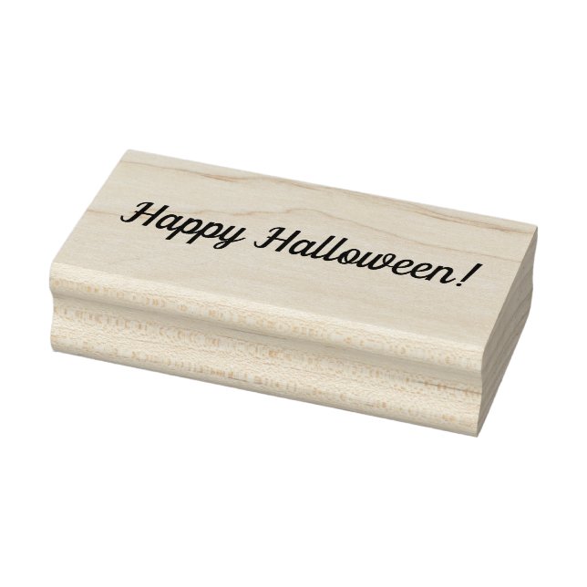 Happy Halloween Wooden Block Mounted Rubber Stamp (Stamp)
