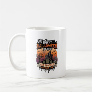 Happy Halloween You Haunted House Skeleton Bats_1 Coffee Mug