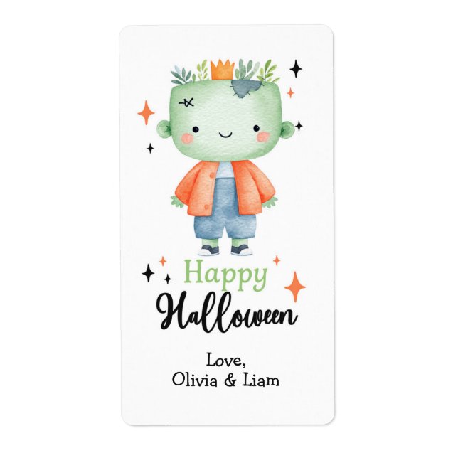 Happy Halloween Zombie Boy Custom Shipping Labels (Front)