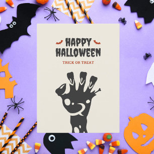 Happy Halloween Zombie Hand Trick or Treat Holiday Postcard
