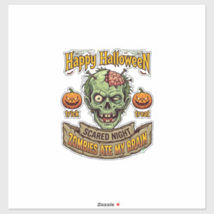 Happy Halloween Zombies Ate Brain Zombie Head Pump