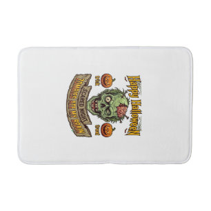 Happy Halloween Zombies Ate Brain Zombie Head Pump Bath Mat