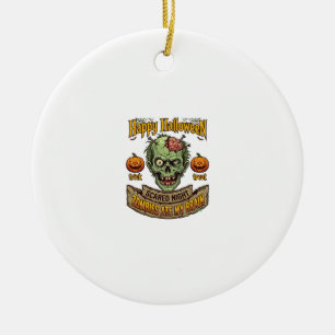 Happy Halloween Zombies Ate Brain Zombie Head Pump Ceramic Tree Decoration