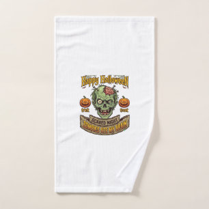Happy Halloween Zombies Ate Brain Zombie Head Pump Hand Towel