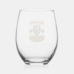 Happy Halloween Zombies Ate Brain Zombie Head Pump Stemless Wine Glass