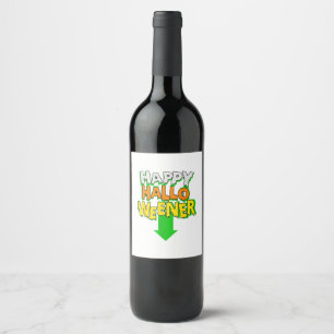 Happy Halloweener Funny Halloween Wine Label