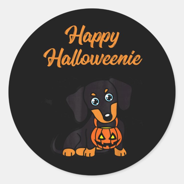 Happy Halloweenie Classic Round Sticker (Front)