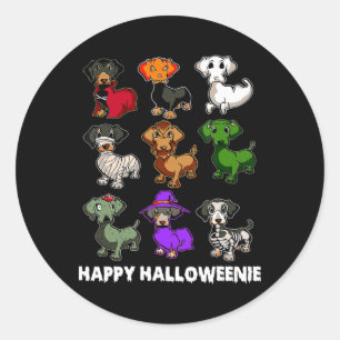 Happy Halloweenie Dachshund Dachshund Halloween Gi Classic Round Sticker