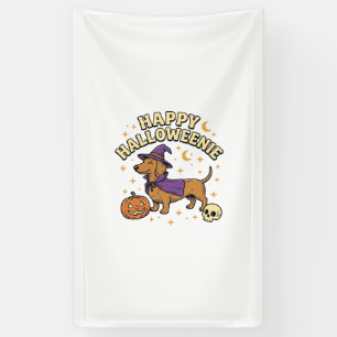 Happy Halloweenie Dachshund Witch Dog T-Shirt_1 Banner