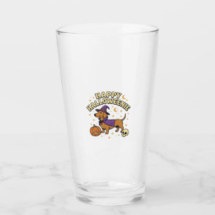 Happy Halloweenie Dachshund Witch Dog T-Shirt_1 Glass