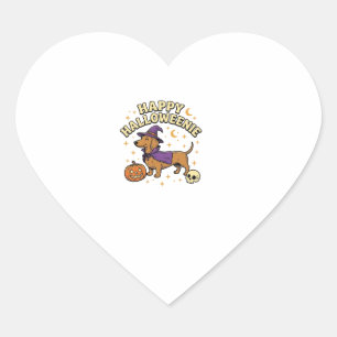 Happy Halloweenie Dachshund Witch Dog T-Shirt_1 Heart Sticker