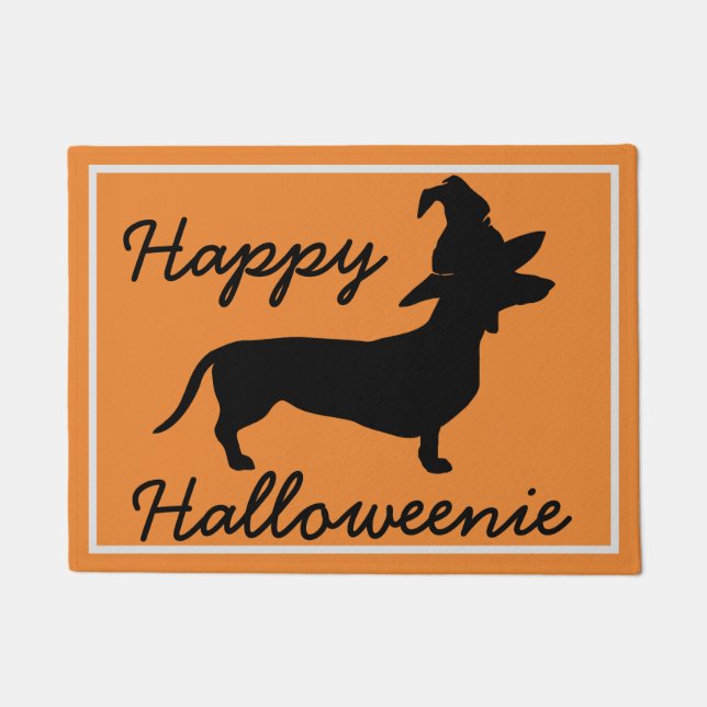Happy Halloweenie Halloween Dachshund Doormat (Front)