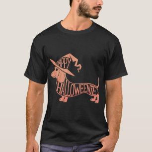 Happy Halloweenie Weiner Dog Cute Dachshund Witch  T-Shirt