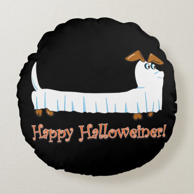 Happy Halloweiner Dachshund Round Cushion (Front)