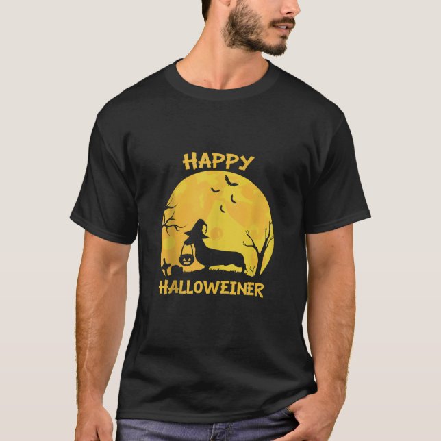 Happy Halloweiner Dachshund Wiener Funny Dog Lover T-Shirt (Front)
