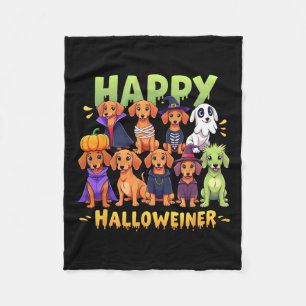 Happy Halloweiner Dog Owners Funny Halloween Dog L Fleece Blanket
