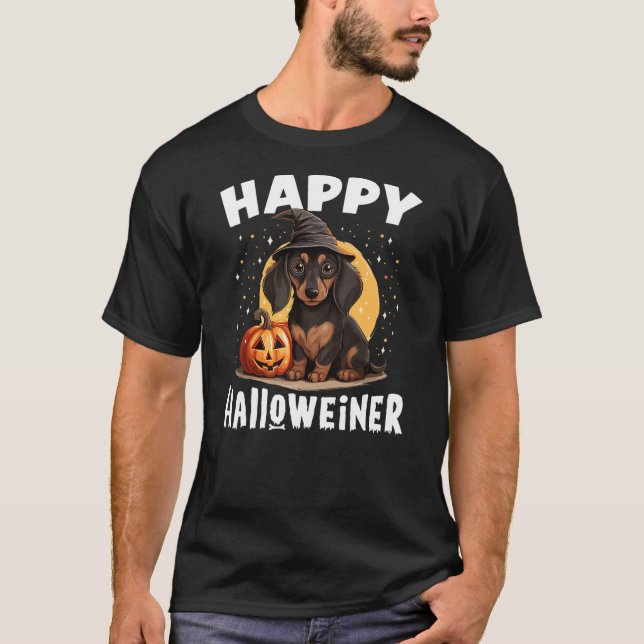 Happy Halloweiner Funny Halloween Costume Dachshun T-Shirt (Front)