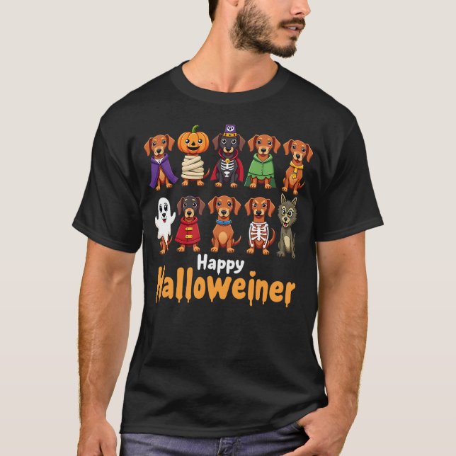 Happy Halloweiner Funny Halloween Dog Lovers Dog O T-Shirt (Front)