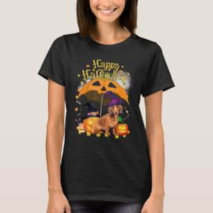 Happy Hallowiener Dachshund Witch Pumpkin Umbrella T-Shirt
