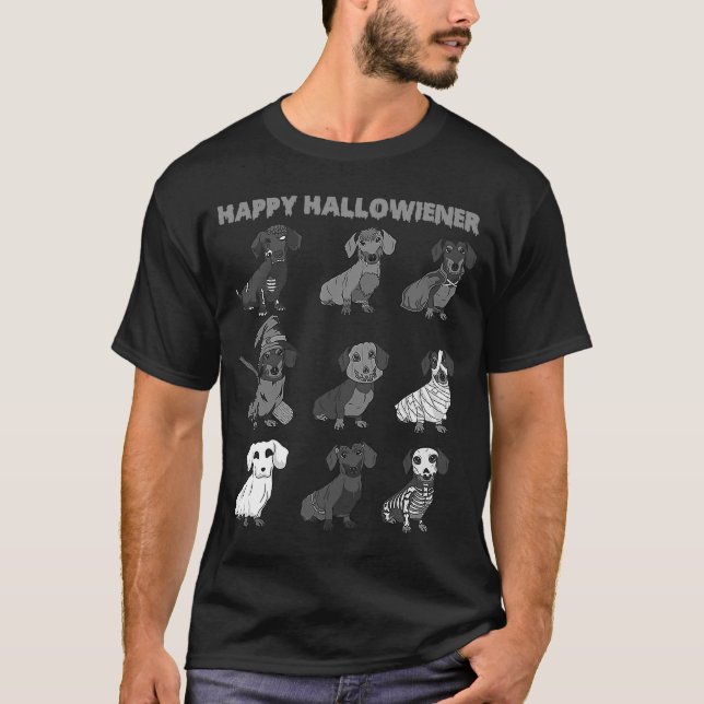 Happy Hallowiener  Halloween Daschund Weiner Dog T-Shirt (Front)