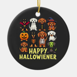 Happy Hallowiener Spooky Halloween Dog Weiner  Ceramic Tree Decoration