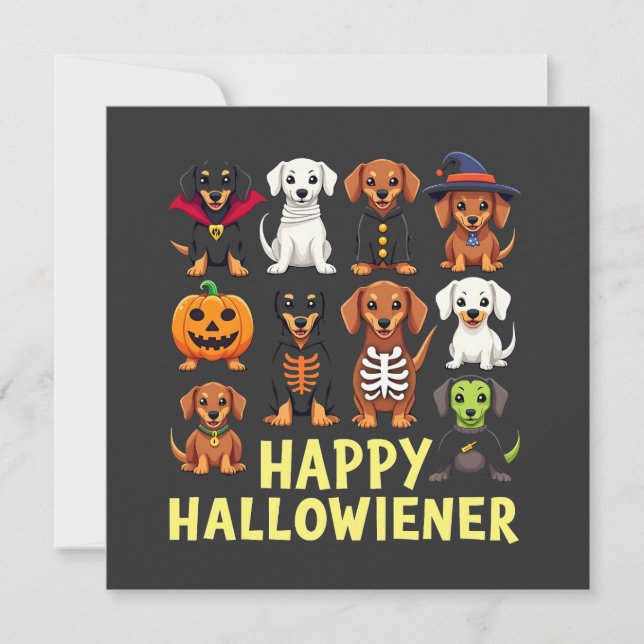 Happy Hallowiener Spooky Halloween Dog Weiner  Invitation (Front)