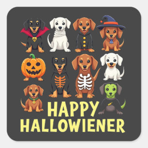 Happy Hallowiener Spooky Halloween Dog Weiner Square Sticker
