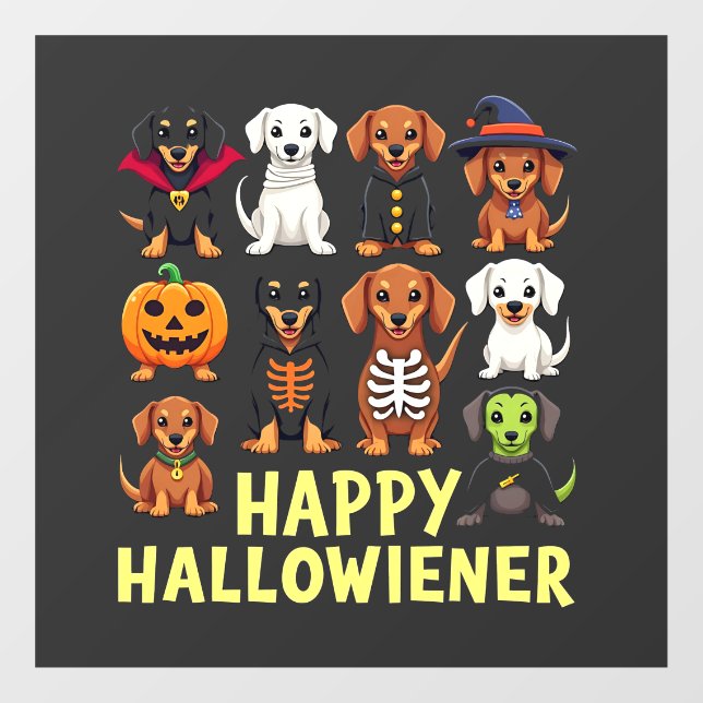 Happy Hallowiener Spooky Halloween Dog Weiner  Window Cling (Sheet)
